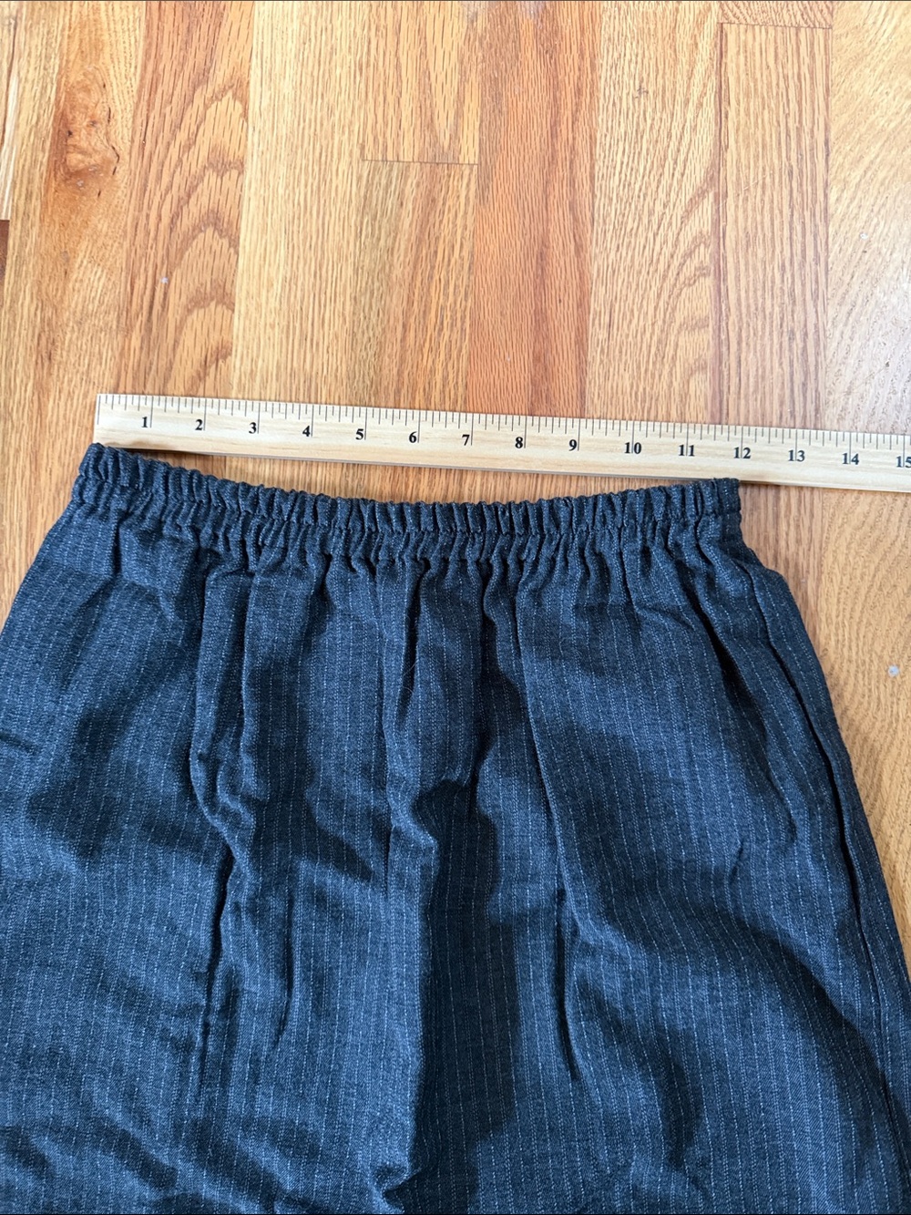Gwenn of Seattle Dark Gray wool S Pinstripe Elastic-Waist Midi Skirt - Picture 4 of 5